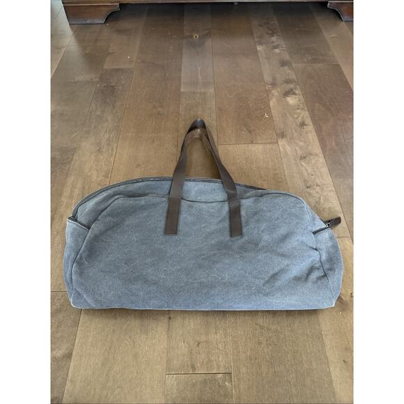 Everlane Twill Weekend Duffle Bag Gray Travel Tote Carryall 21x11” - Picture 3 of 7